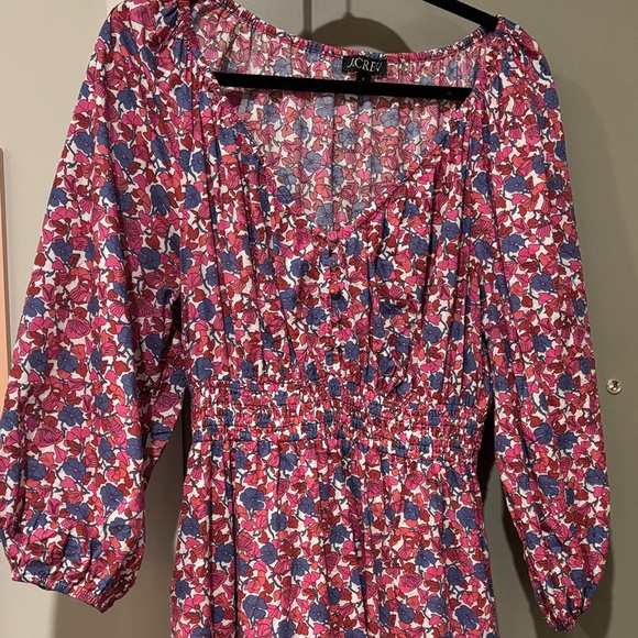 J. Crew V-neck midi dress in berry floral (red, blue, pink, white) - Picture 3 of 7